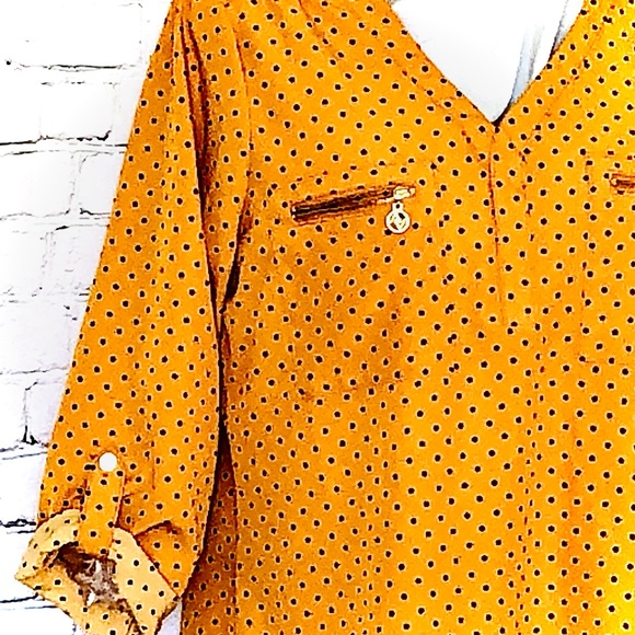 Adrienne Vittadini Tops - DONATED   Adrienne Vittadini Silky Polka Dot Oversize Logo-Pocket Blouse